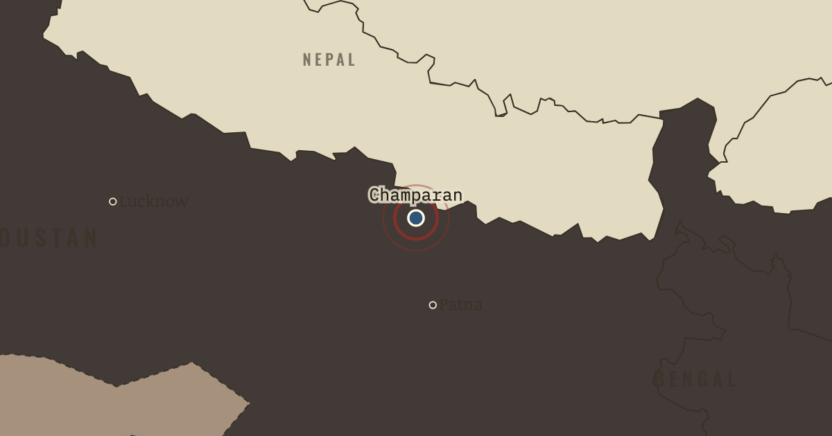 Map showing Champaran — Gandhi’s first satyagraha — Indian Independence & Partition, 1905–1948