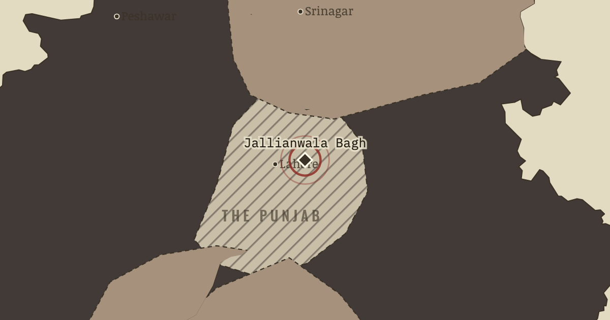 Map showing Jallianwala Bagh — Indian Independence & Partition, 1905–1948