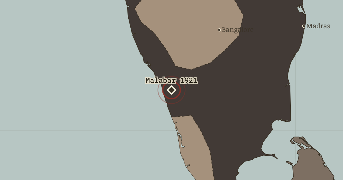 Map showing Malabar, 1921 — Indian Independence & Partition, 1905–1948