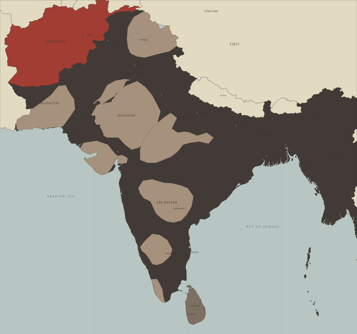 Map of the Indian subcontinent in APR 1930: Civil disobedience