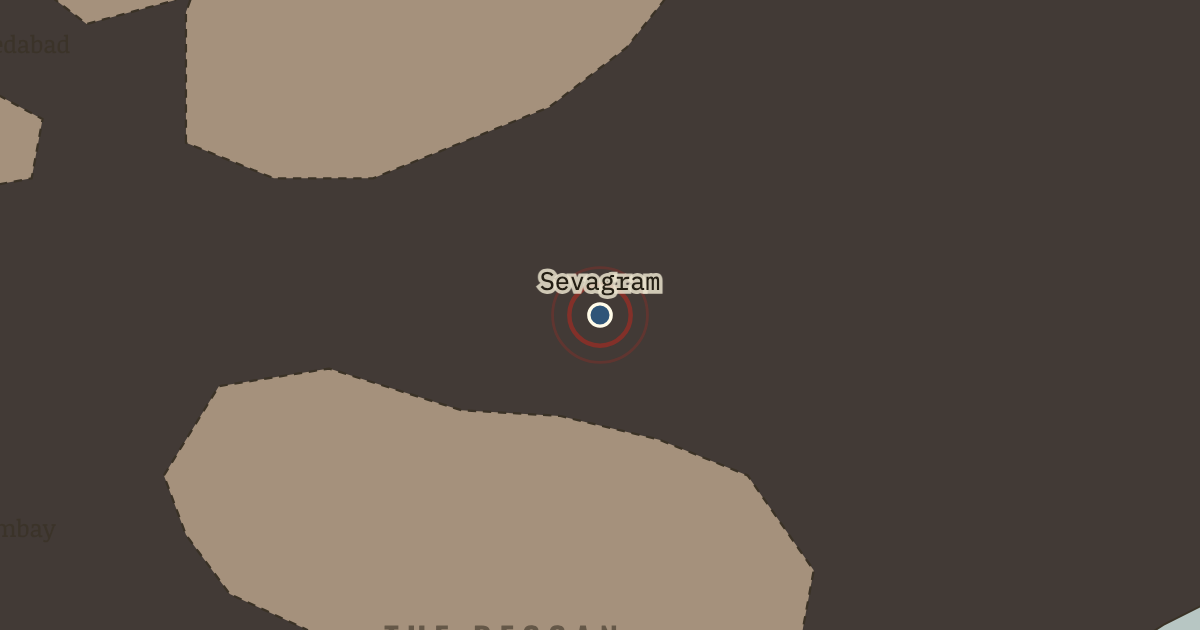 Map showing Sevagram — Gandhi’s village — Indian Independence & Partition, 1905–1948