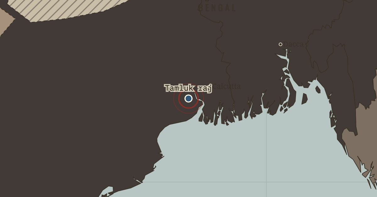 Map showing Tamluk — a parallel government — Indian Independence & Partition, 1905–1948