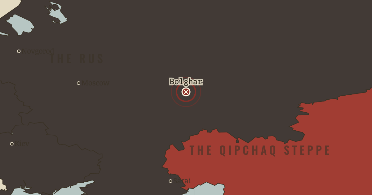 Map showing Bolghar — The Mongol Empire, 1206–1294