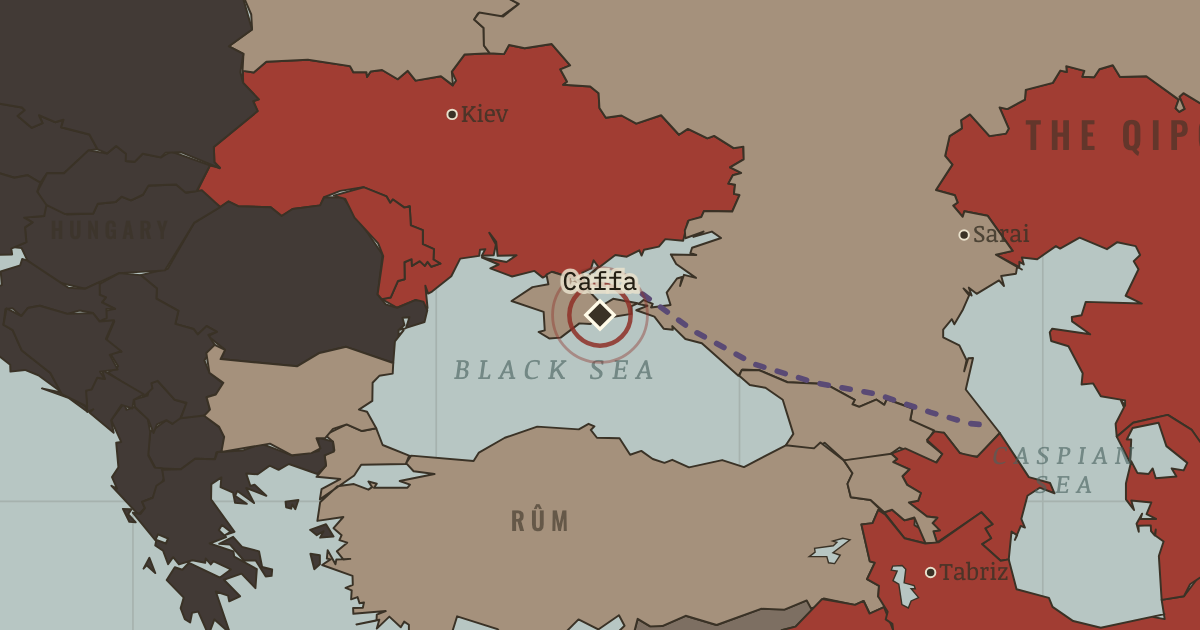 Map showing Caffa — The Mongol Empire, 1206–1294