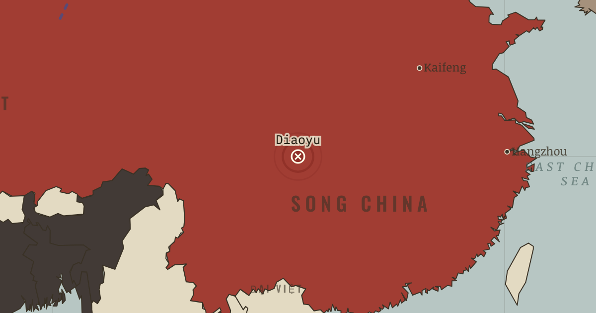 Map showing Diaoyu fortress — The Mongol Empire, 1206–1294