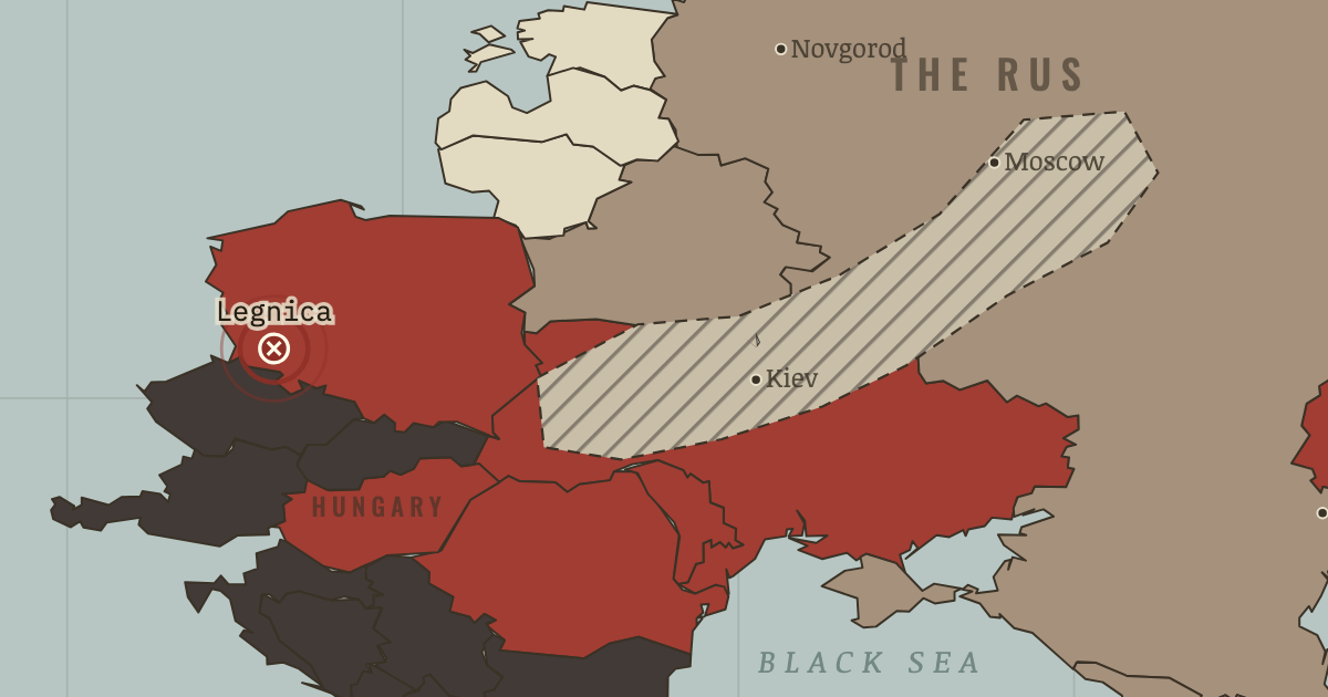Map showing Legnica — The Mongol Empire, 1206–1294