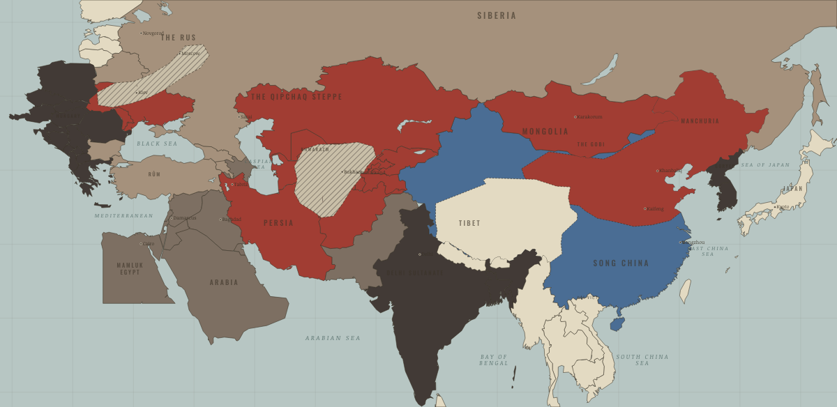 Map of the Mongol world in 1242: The withdrawal
