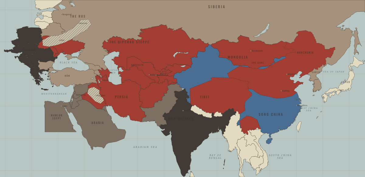 Map of the Mongol world in 1258: Baghdad