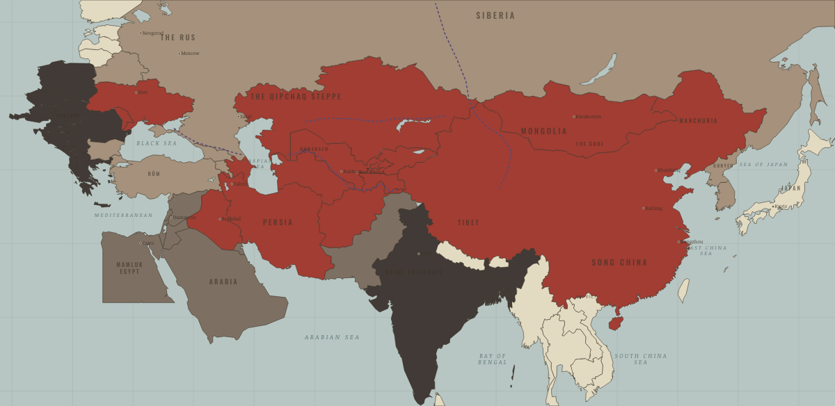 Map of the Mongol world in 1281: The divine winds