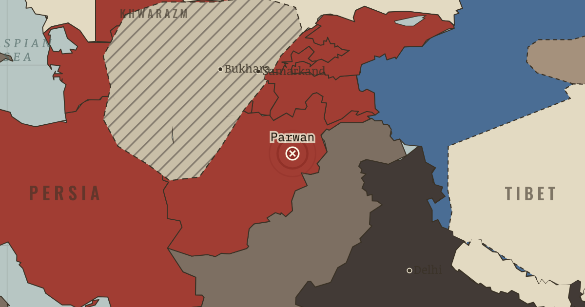 Map showing Parwan — The Mongol Empire, 1206–1294