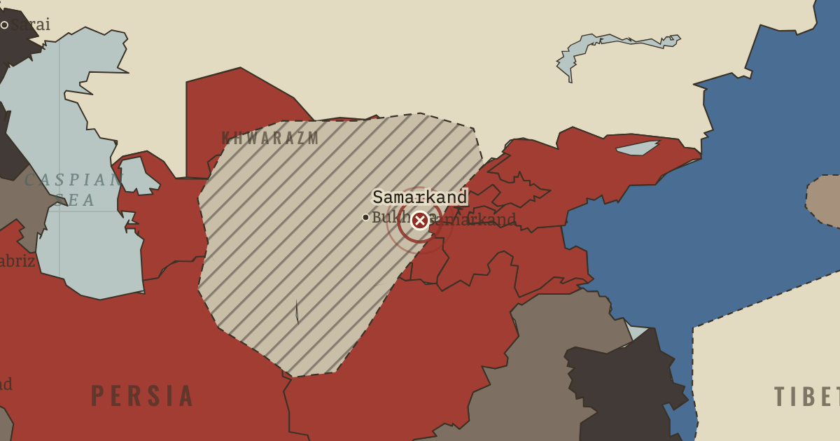 Map showing Samarkand — The Mongol Empire, 1206–1294