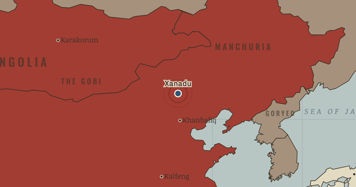 Map showing Shangdu (Xanadu) — The Mongol Empire, 1206–1294