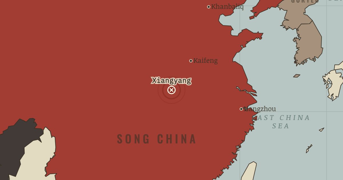 Map showing Xiangyang — The Mongol Empire, 1206–1294