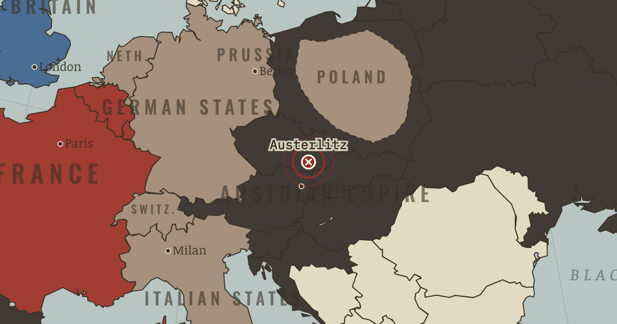 Map showing Austerlitz — The Age of Revolutions, 1775–1848
