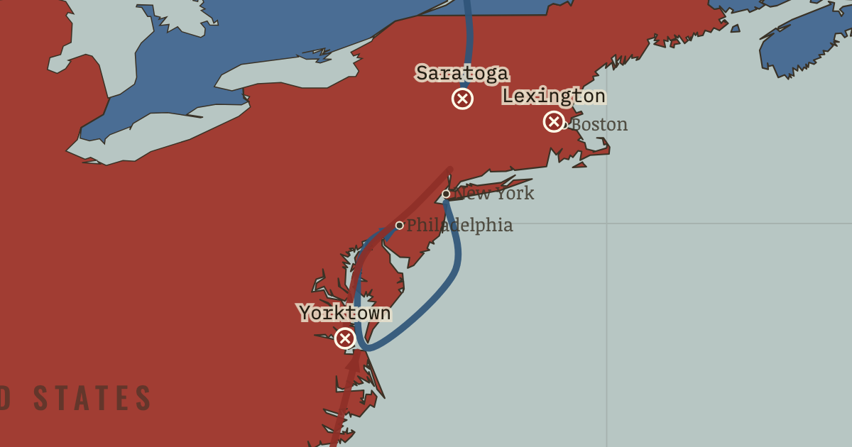 Map: The American Revolution — The Age of Revolutions, 1775–1848