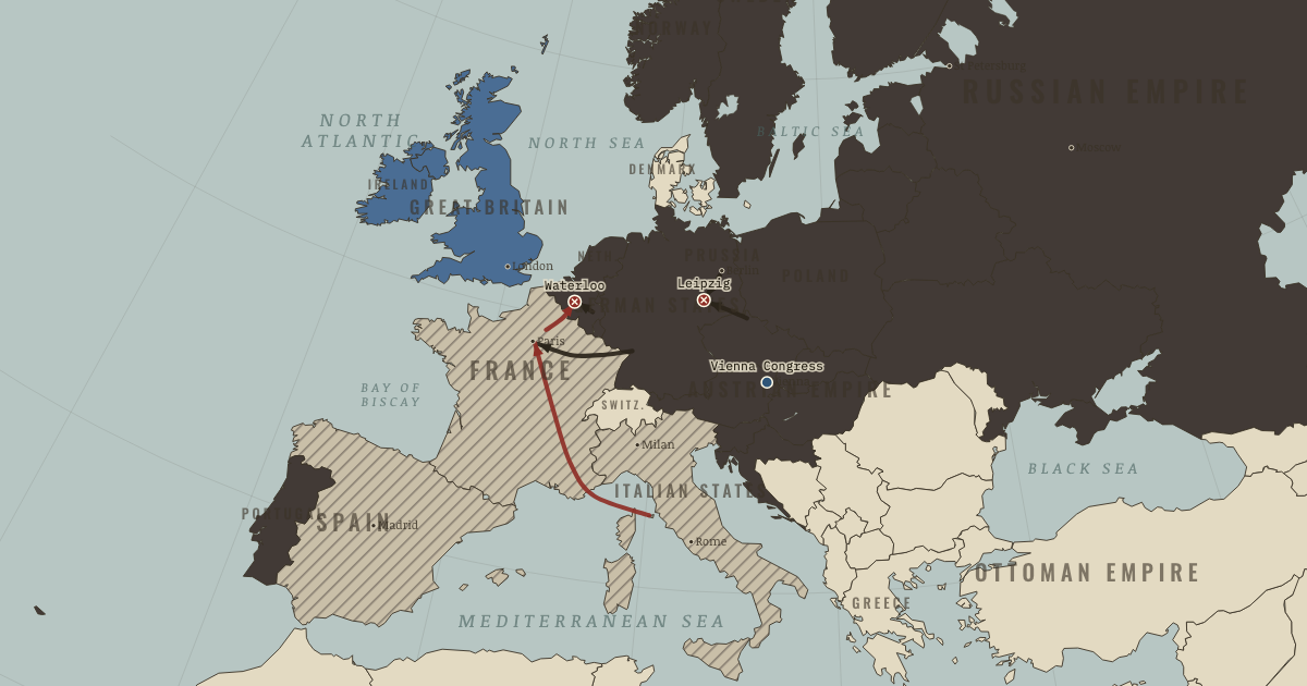 Map: The Fall — The Age of Revolutions, 1775–1848