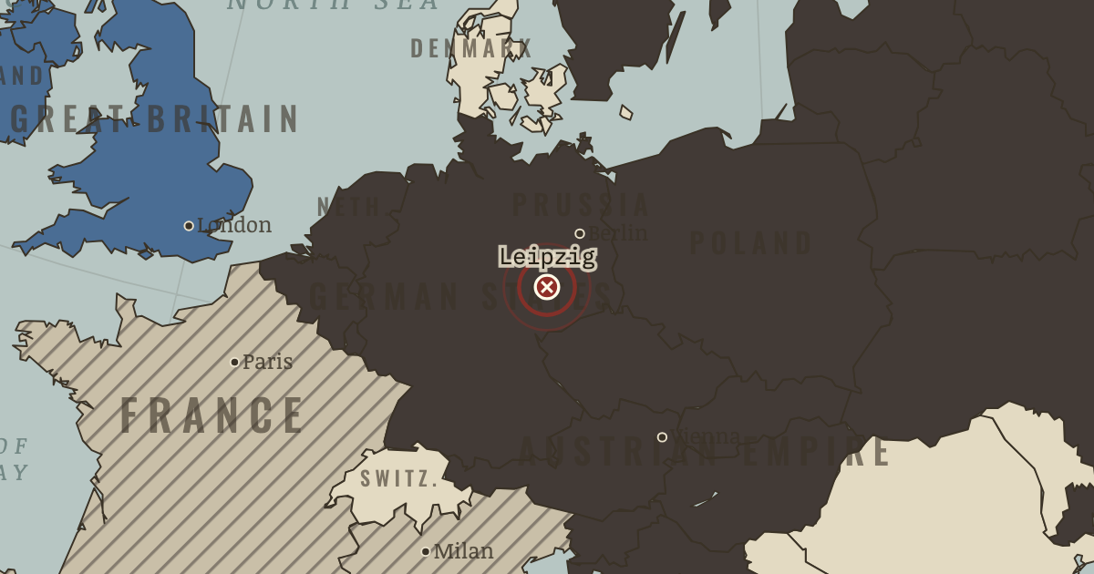 Map showing Leipzig: the Battle of the Nations — The Age of Revolutions, 1775–1848
