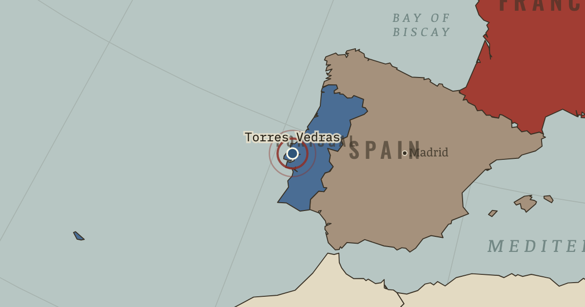 Map showing Lines of Torres Vedras — The Age of Revolutions, 1775–1848