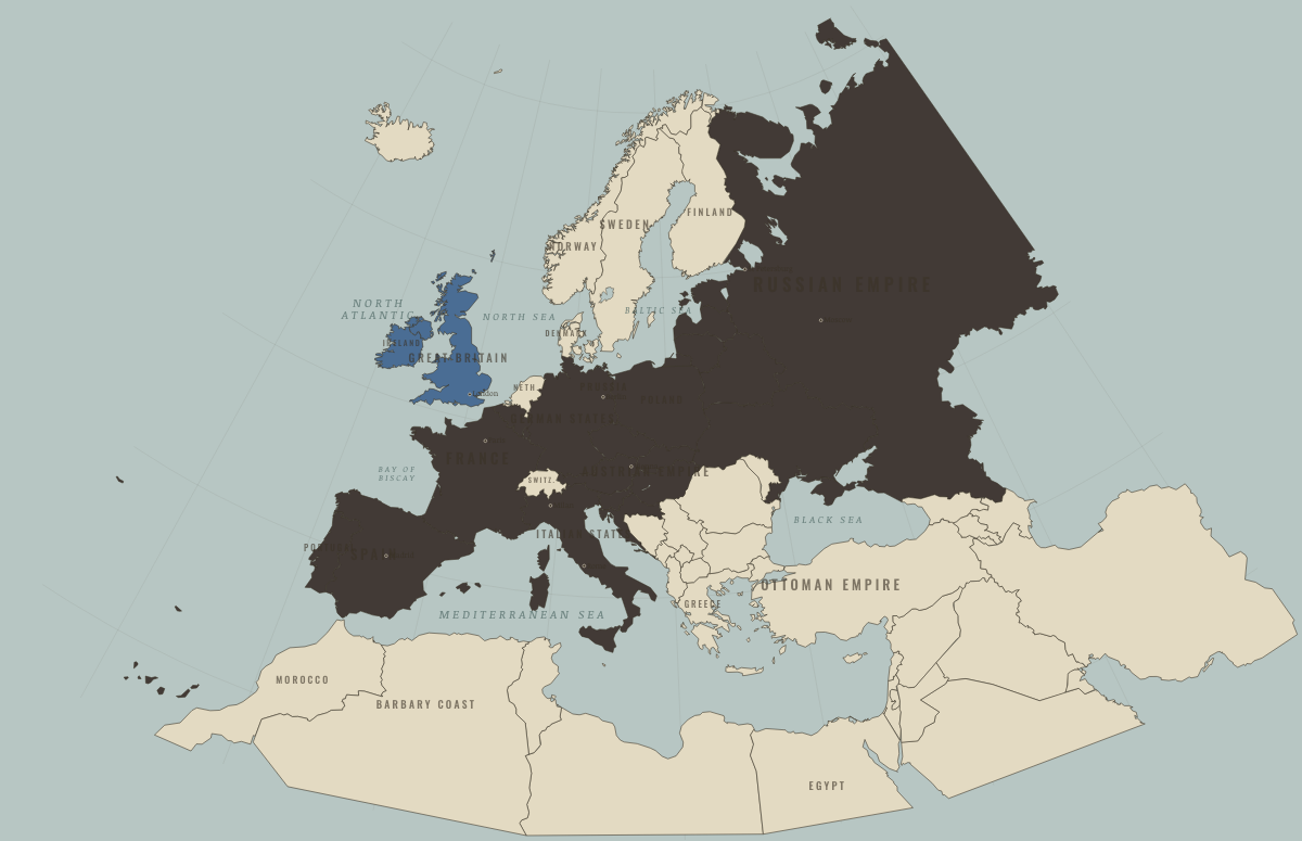 Map of the Europe & the Mediterranean in JUL 1789: The old regime, shaken