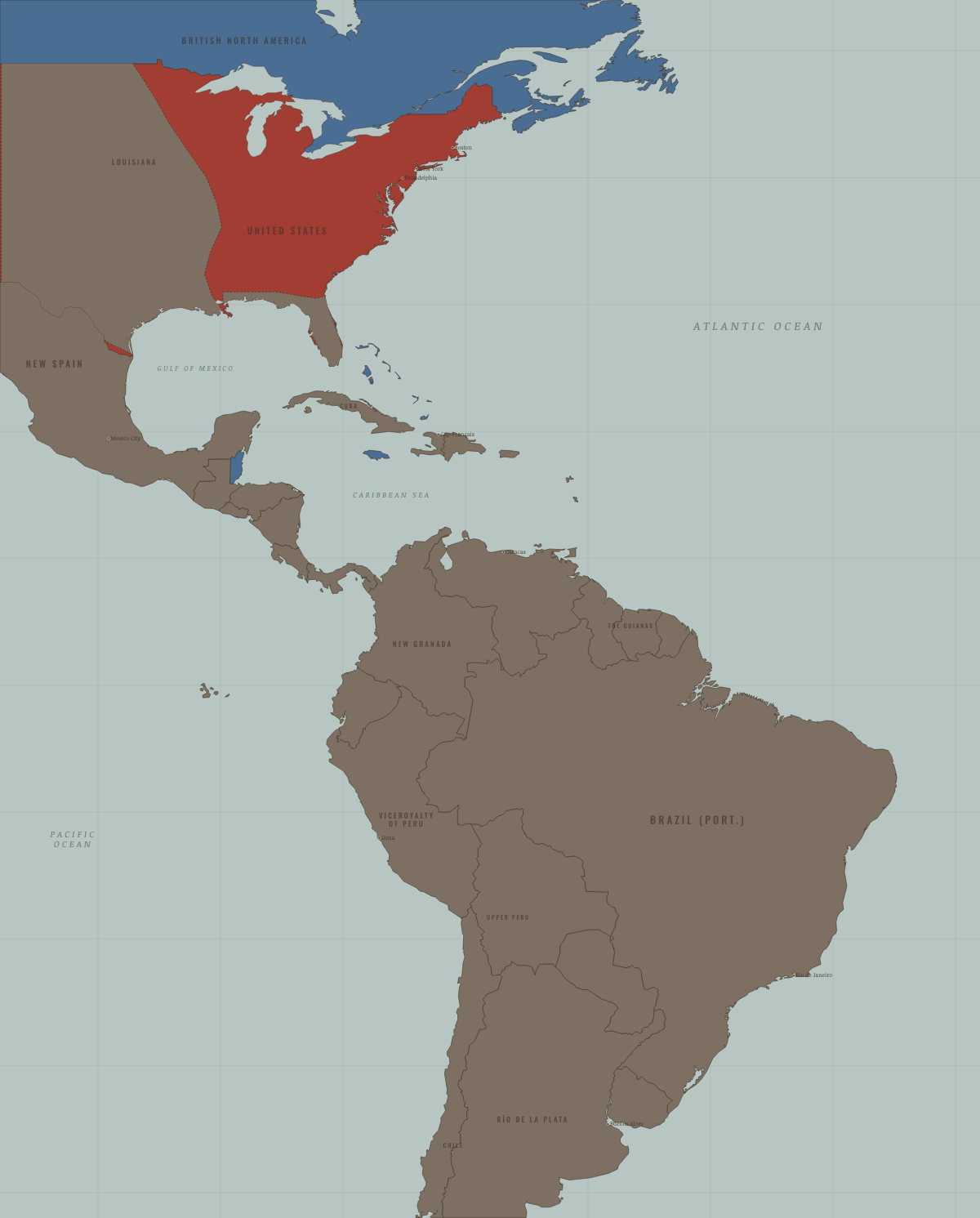 Map of the Atlantic World in SEP 1783: A republic among empires