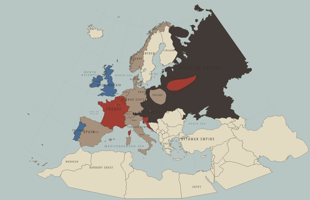 Map of the Europe & the Mediterranean in SEP 1812: To Moscow