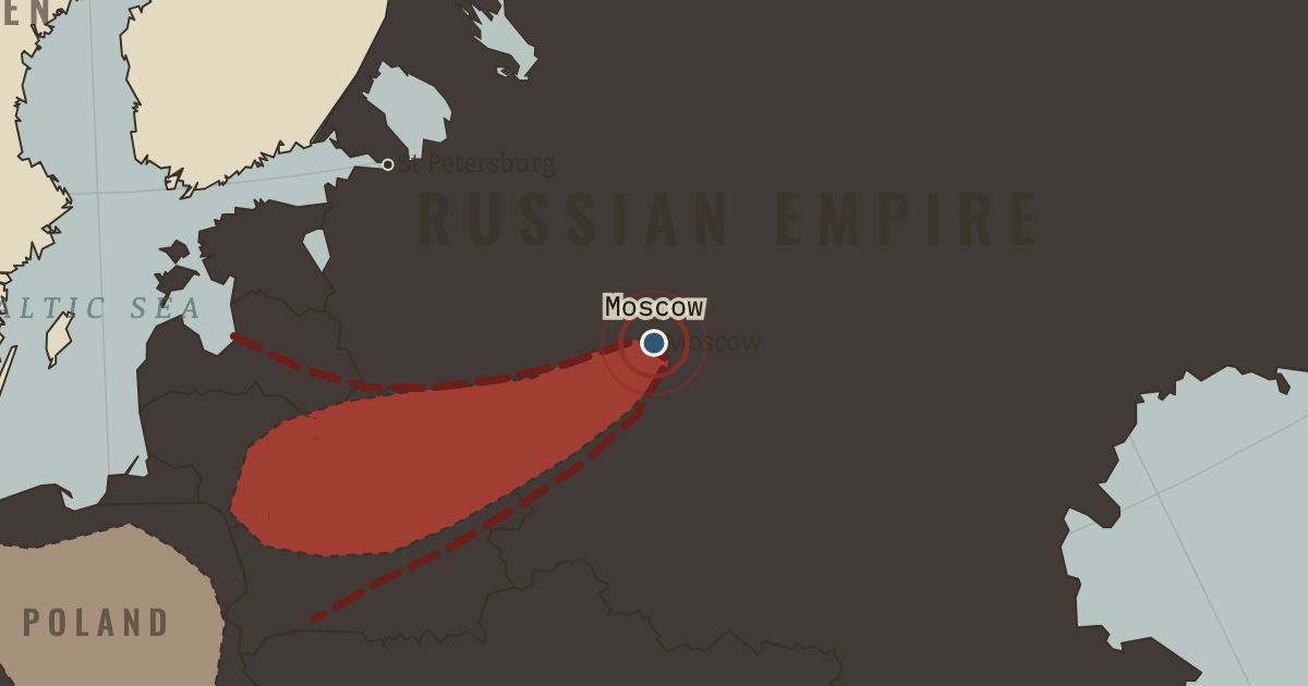 Map showing Moscow burns — The Age of Revolutions, 1775–1848