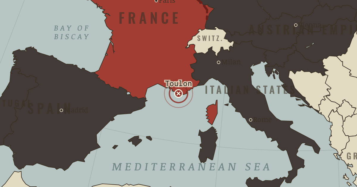 Map showing Siege of Toulon — The Age of Revolutions, 1775–1848