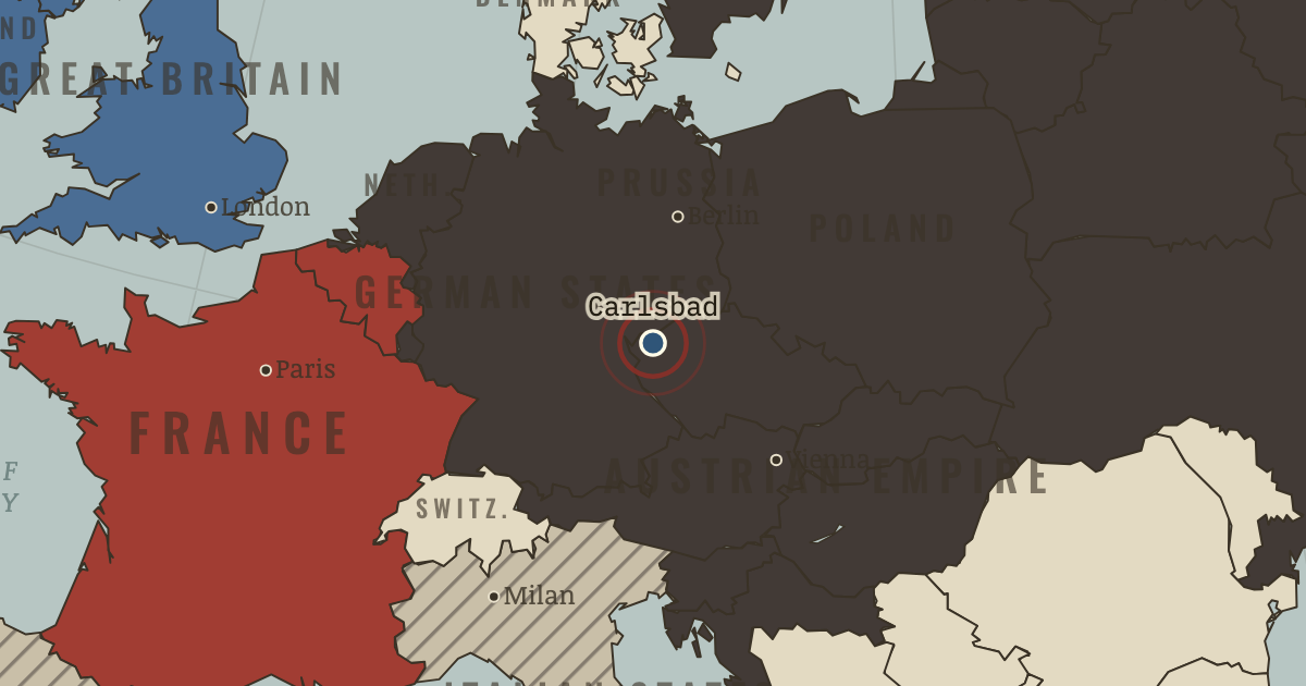 Map showing The Carlsbad Decrees — The Age of Revolutions, 1775–1848