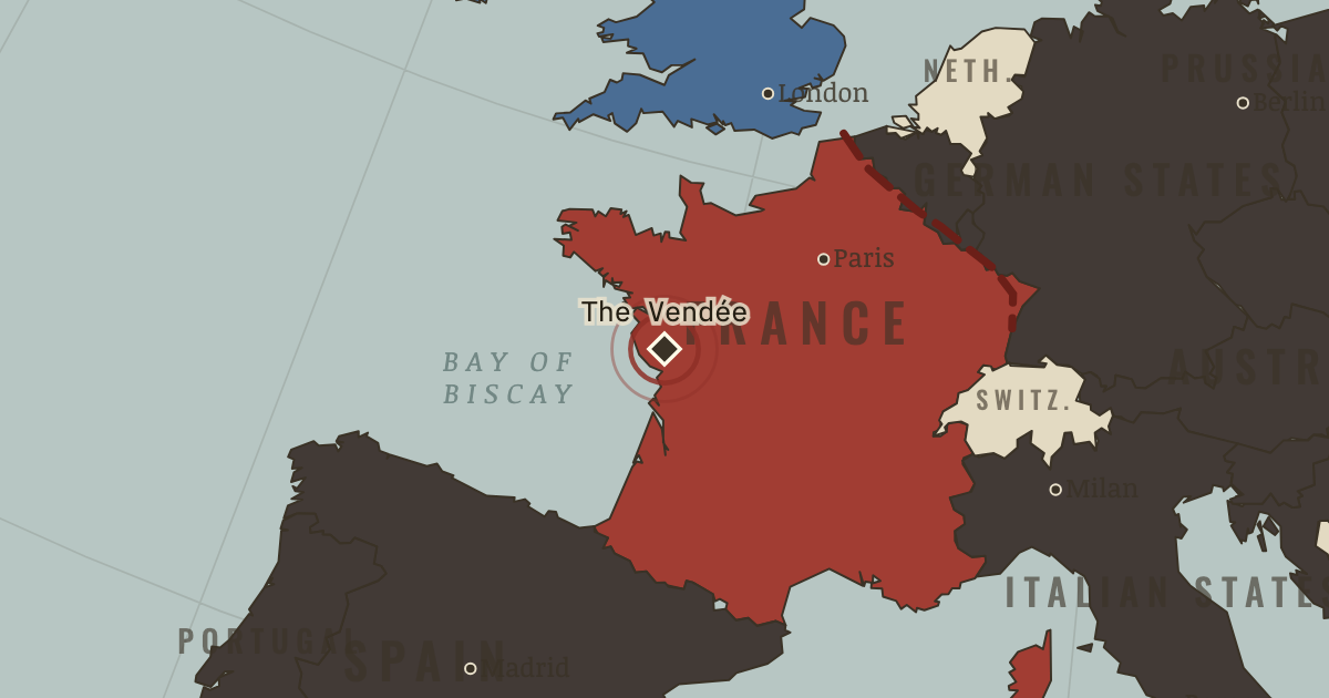 Map showing The Vendée — The Age of Revolutions, 1775–1848