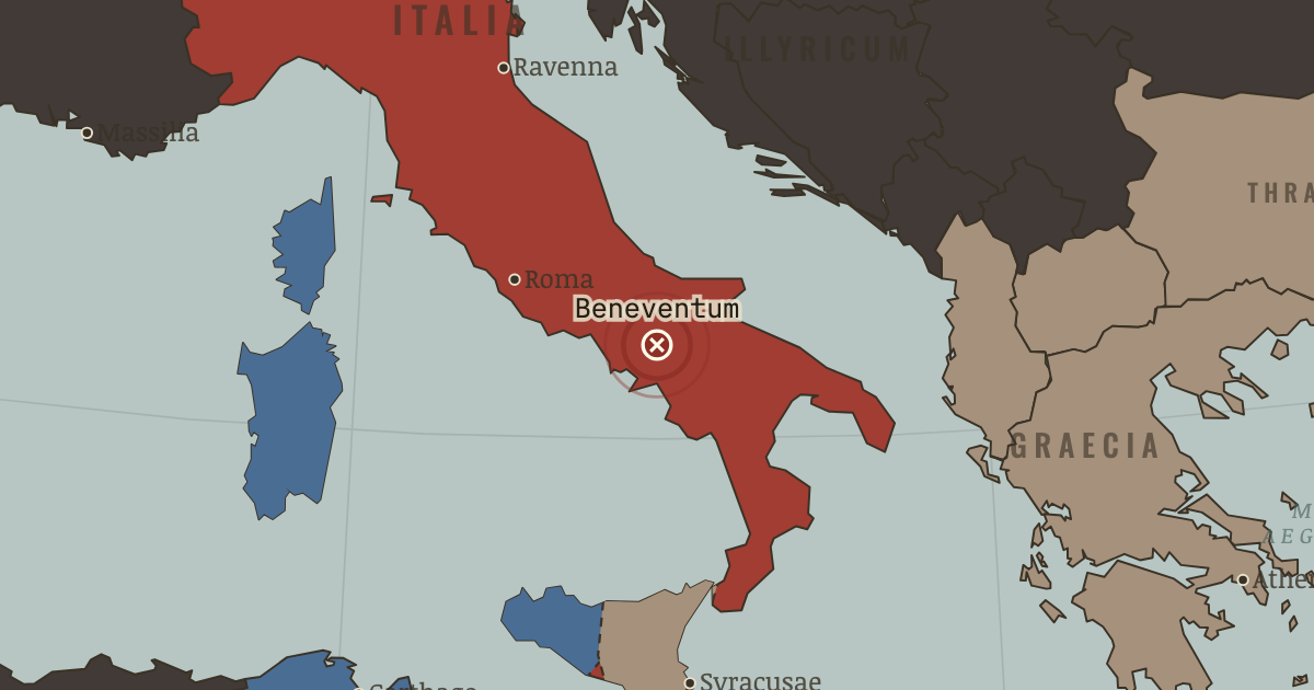 Map showing Beneventum — The Rise and Fall of Rome, 264 BC – AD 476