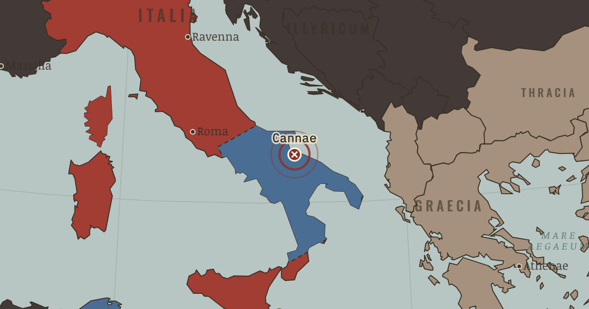 Map showing Cannae — The Rise and Fall of Rome, 264 BC – AD 476