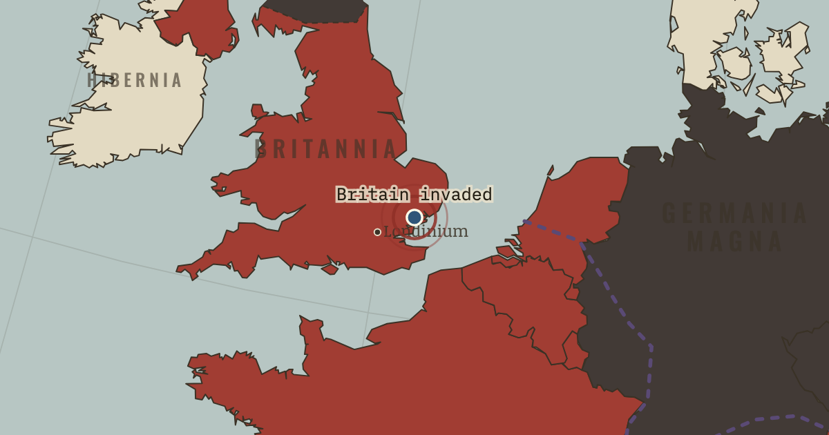 Map showing Claudian conquest of Britain — The Rise and Fall of Rome, 264 BC – AD 476