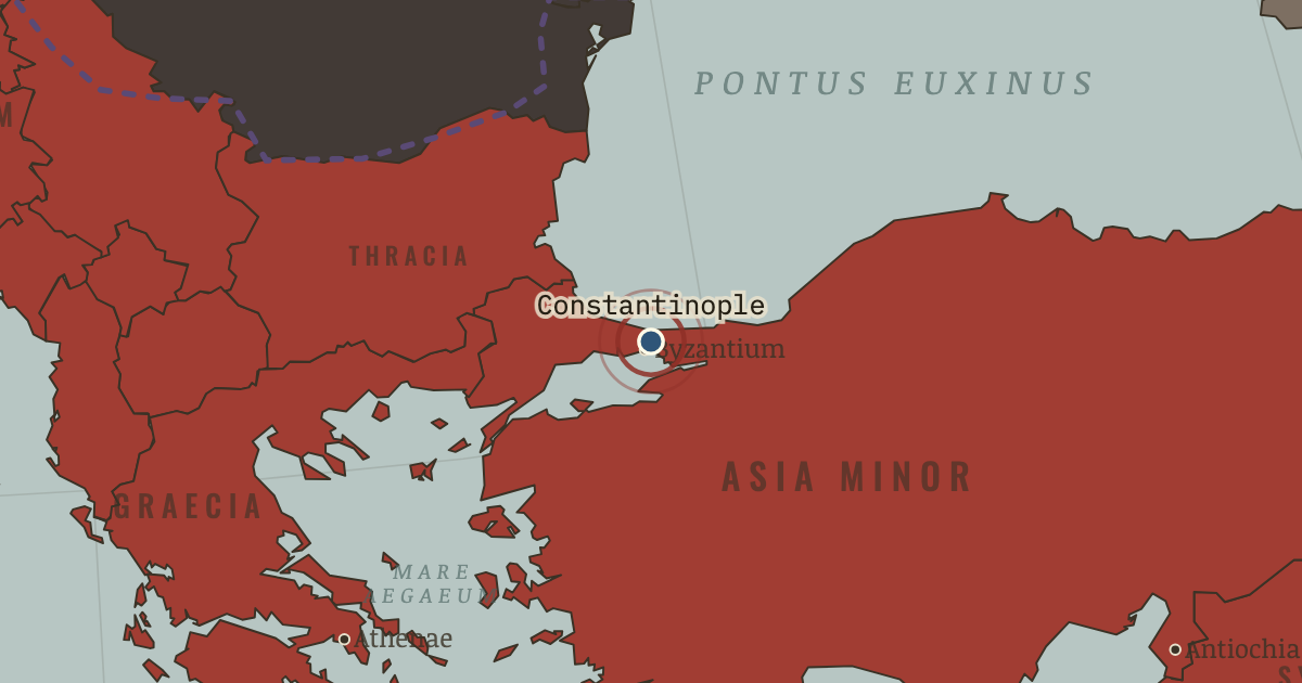 Map: Constantinople founded
