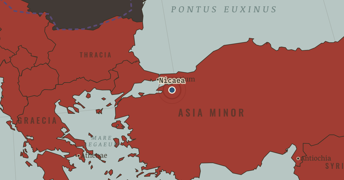 Map showing Council of Nicaea — The Rise and Fall of Rome, 264 BC – AD 476