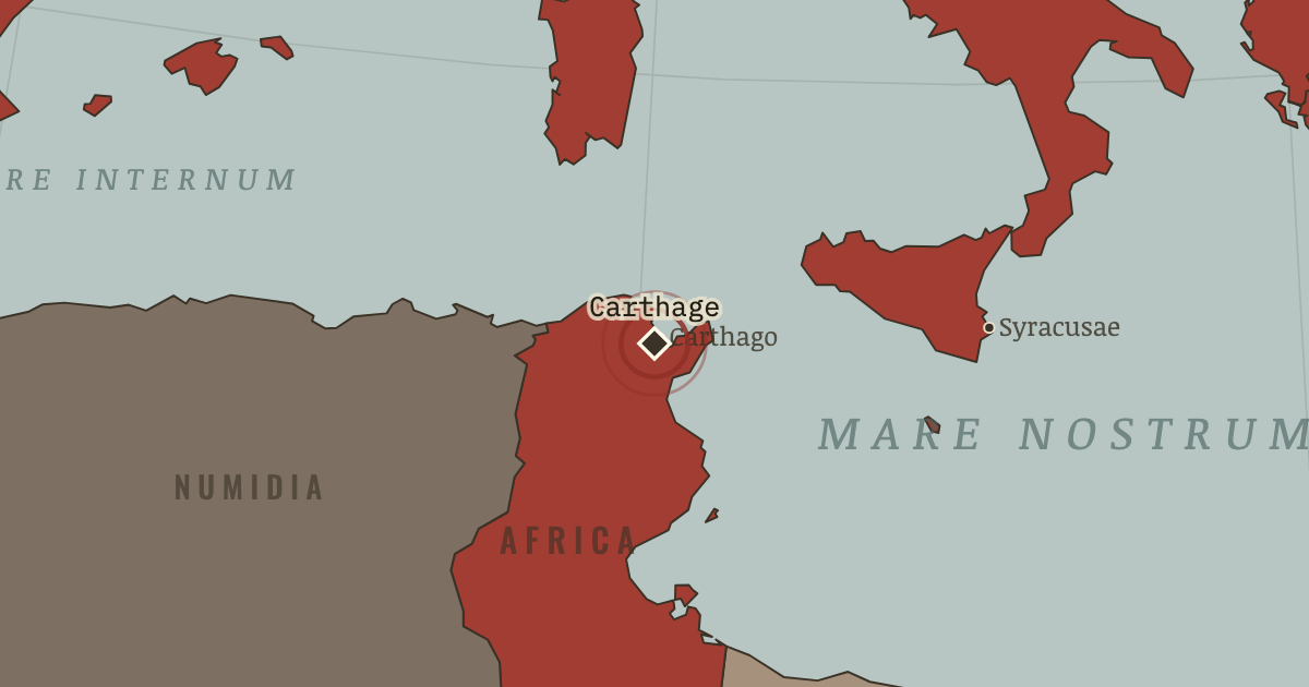 Map showing Destruction of Carthage — The Rise and Fall of Rome, 264 BC – AD 476