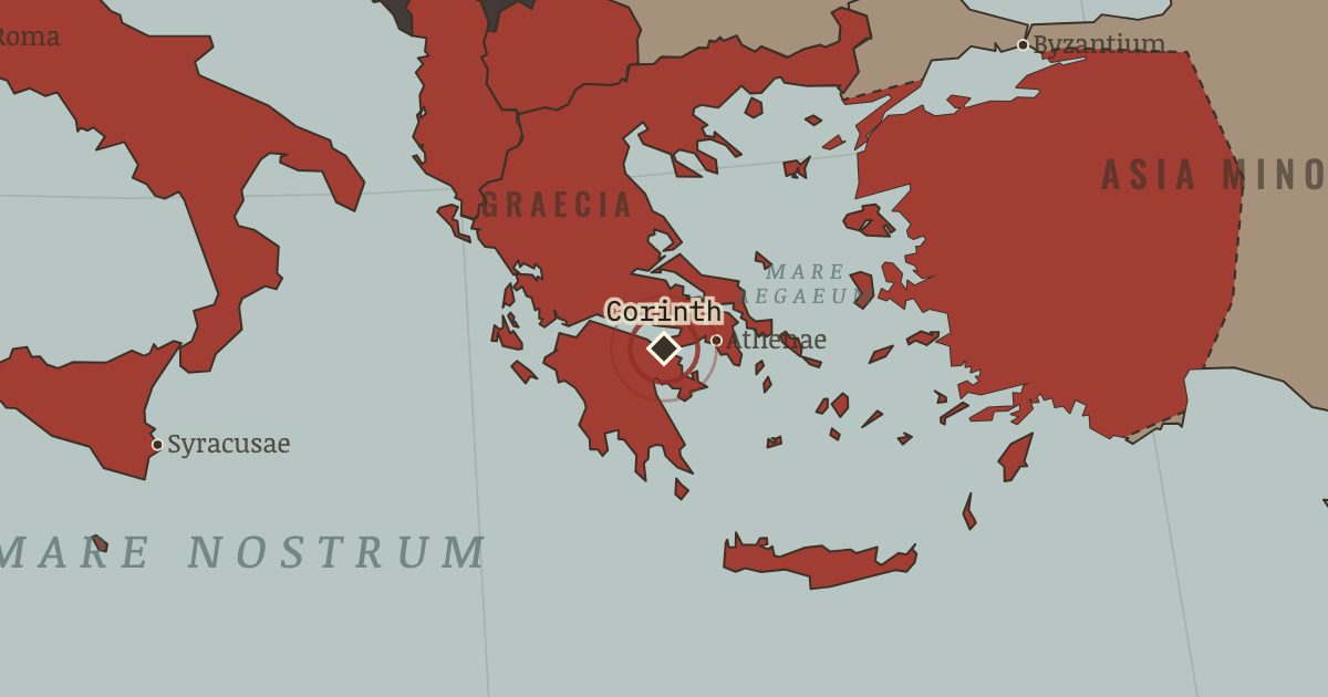 Map showing Destruction of Corinth — The Rise and Fall of Rome, 264 BC – AD 476