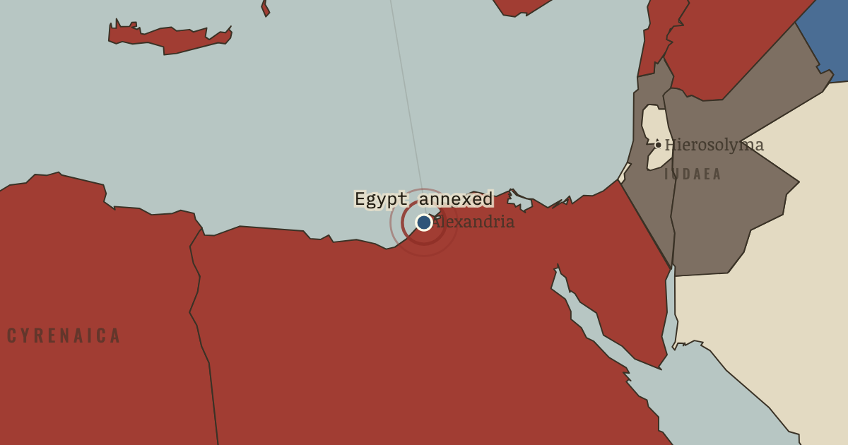 Map showing Egypt annexed — The Rise and Fall of Rome, 264 BC – AD 476