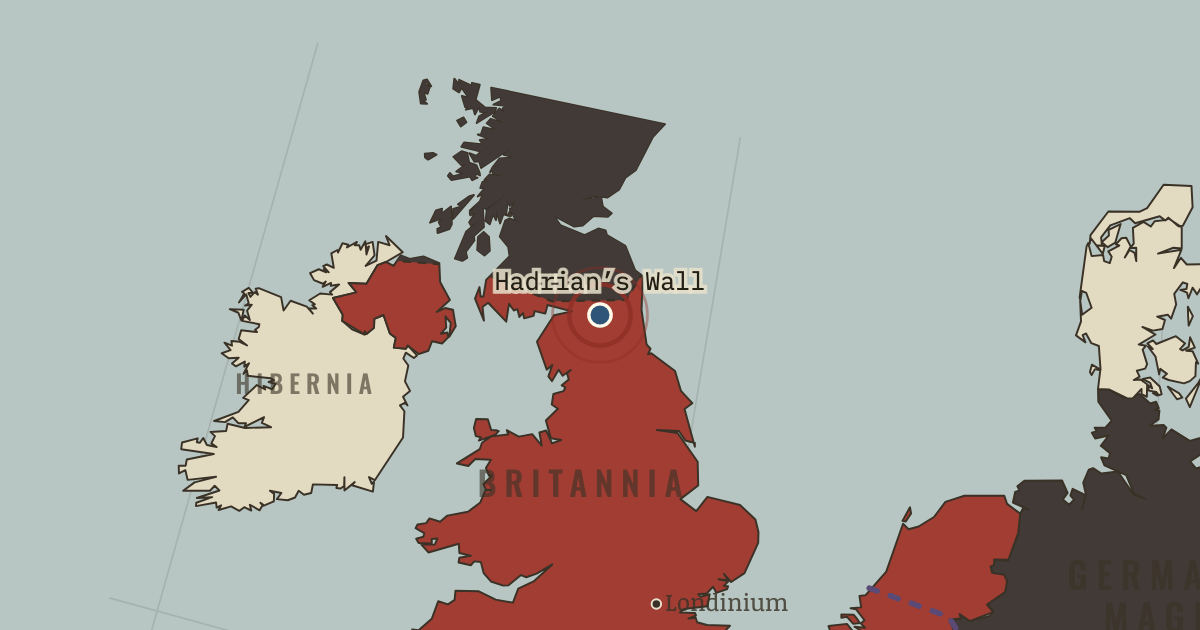 Map showing Hadrian’s Wall — The Rise and Fall of Rome, 264 BC – AD 476