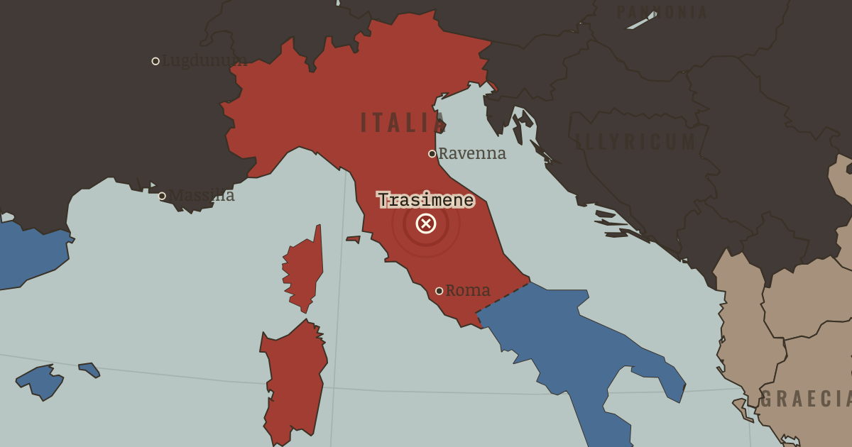 Map showing Lake Trasimene — The Rise and Fall of Rome, 264 BC – AD 476