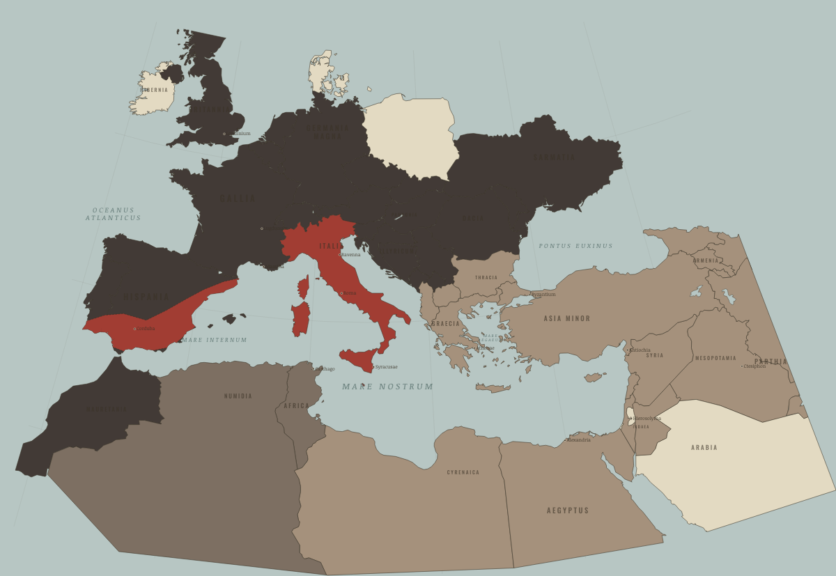 Map of the Roman world in 201 BC: After Zama