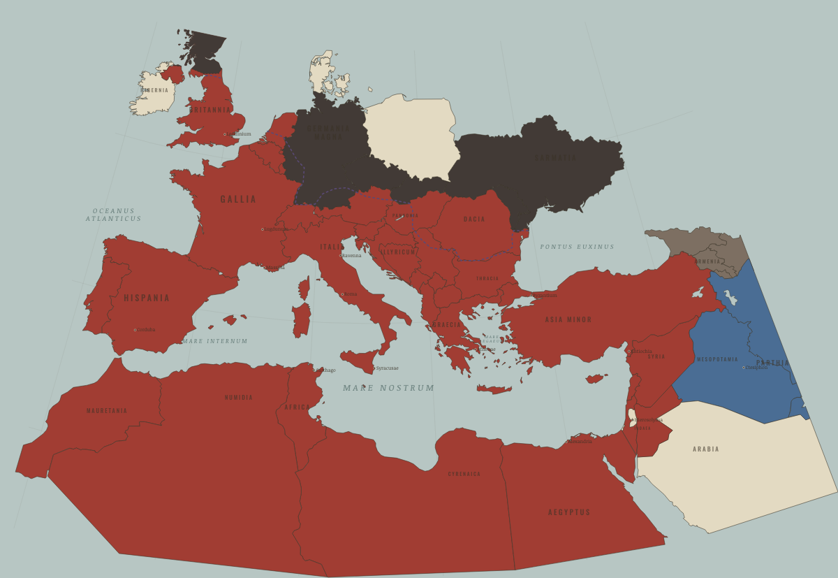 Map of the Roman world in AD 180: The long afternoon