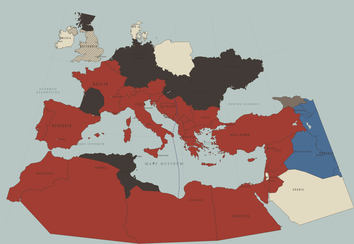 Map of the Roman world in AD 439: The West unravels