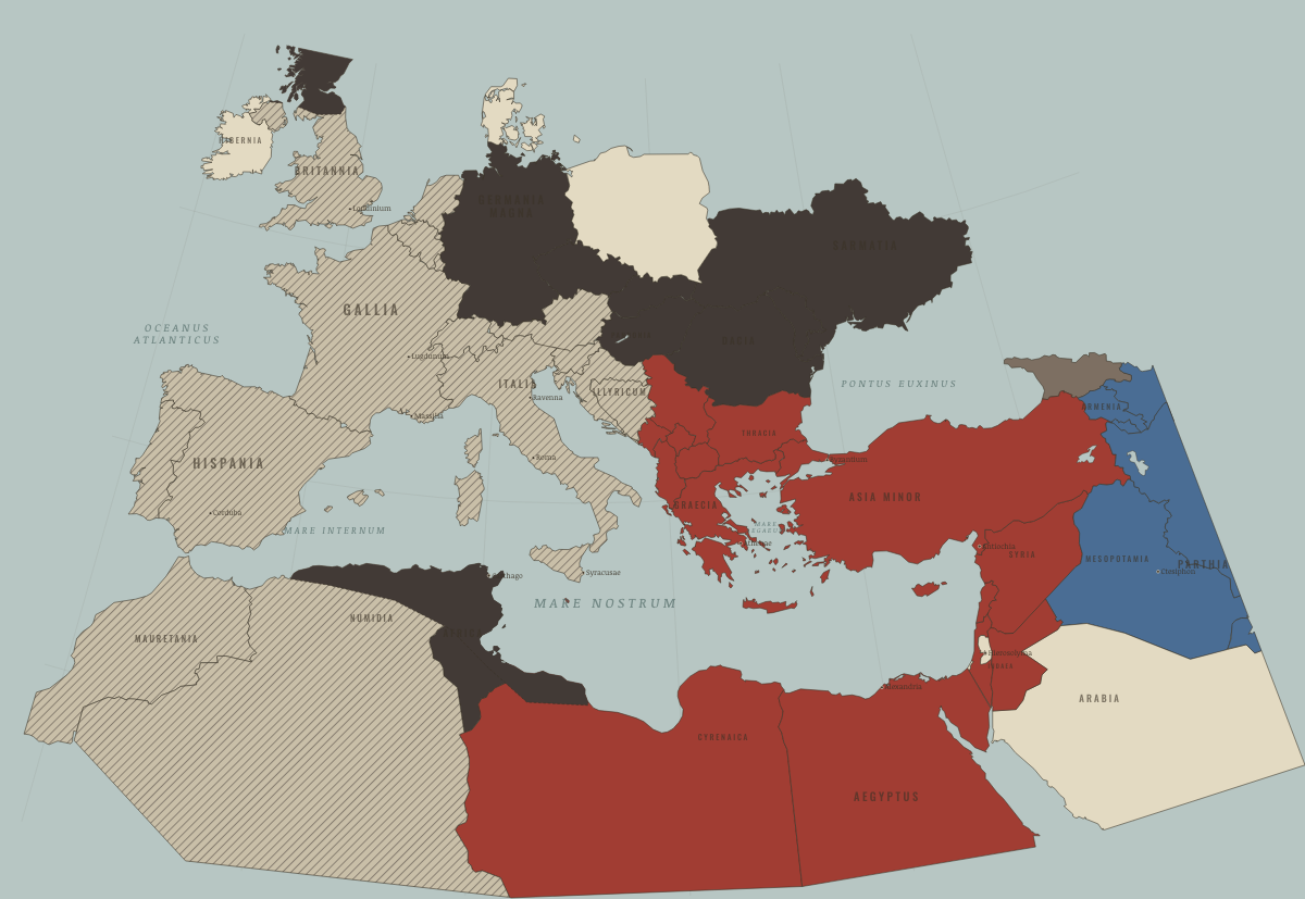 Map of the Roman world in AD 476: The last emperor of the West