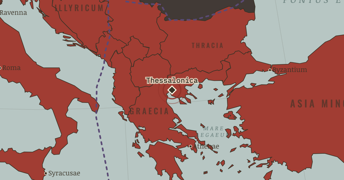 Map showing Massacre of Thessalonica — The Rise and Fall of Rome, 264 BC – AD 476