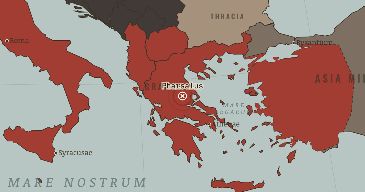 Map showing Pharsalus — The Rise and Fall of Rome, 264 BC – AD 476