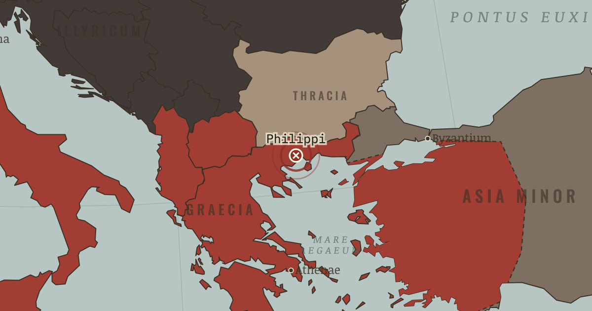 Map showing Philippi — The Rise and Fall of Rome, 264 BC – AD 476