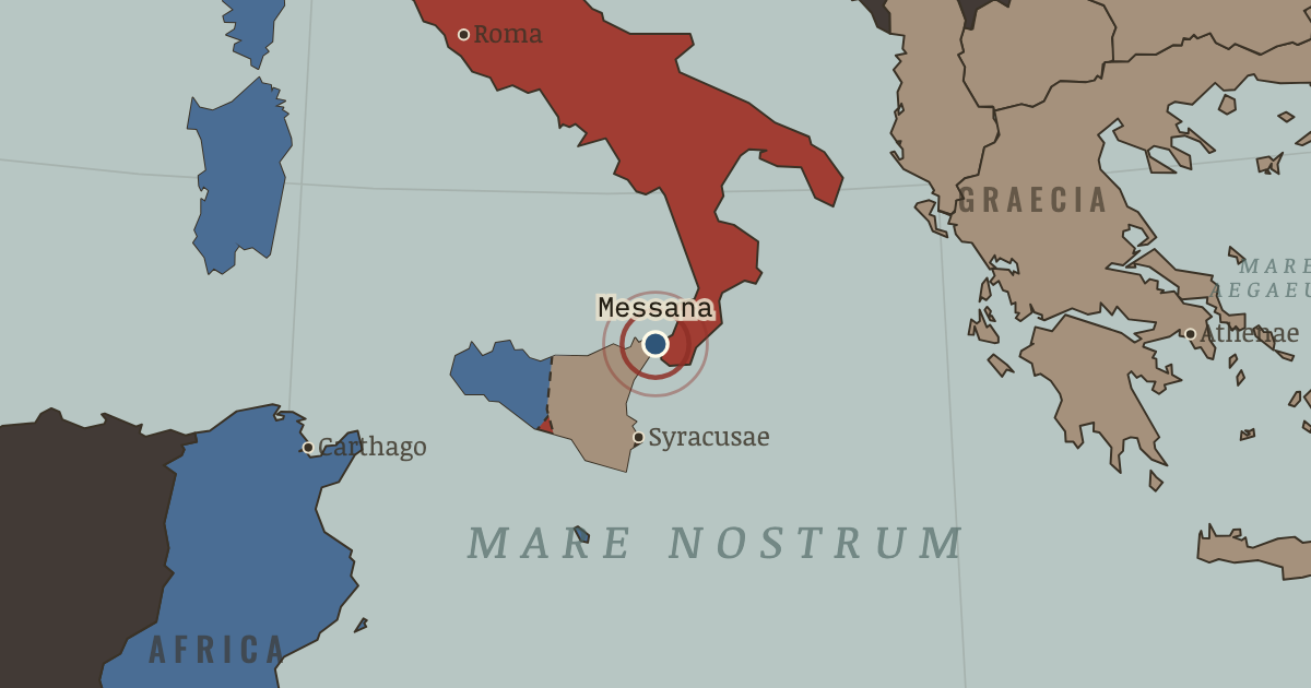 Map showing The Mamertine appeal — The Rise and Fall of Rome, 264 BC – AD 476