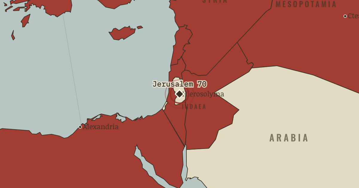 Map showing The Temple destroyed — The Rise and Fall of Rome, 264 BC – AD 476