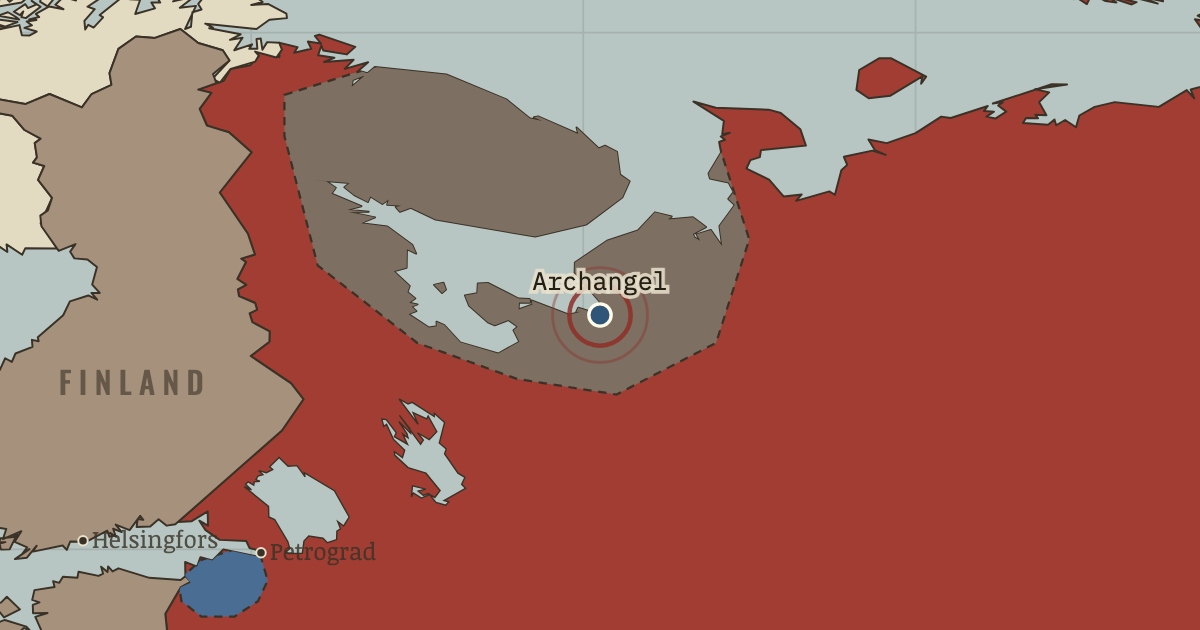 Map showing Archangel & the North — The Russian Revolution, 1905–1924