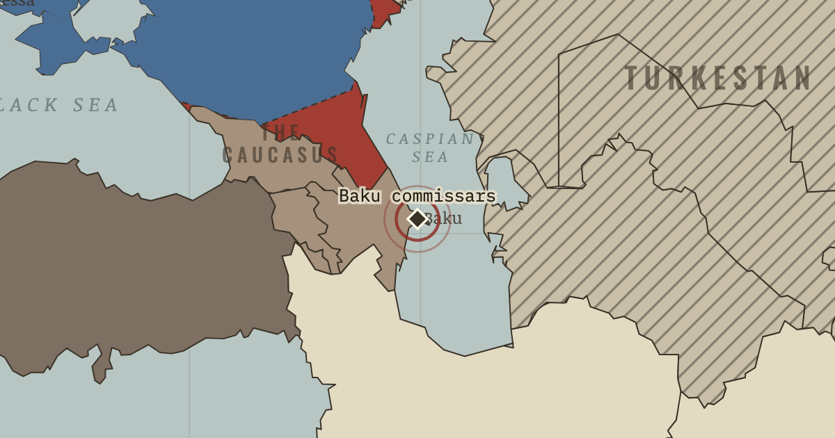 Map showing Baku: the oil and the commissars — The Russian Revolution, 1905–1924